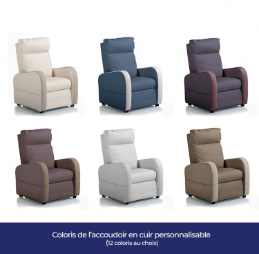 Fauteuil relaxation manuel cuir bicolore FIDJI